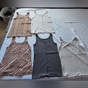 NWOT a new day Neutral Tank Top Set Of 5 - Beige, Cream, Brown, Black